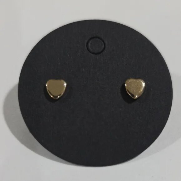 Gold tone Heart Stud Earrings – Minimalist Women’s Everyday Fashion Jewelry Gift - Picture 7 of 8
